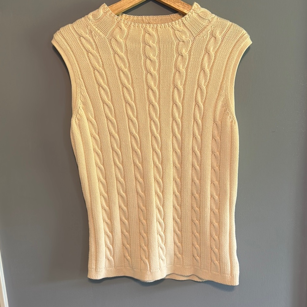 Eddie Bauer Cream Cable Knit Sweater Vest